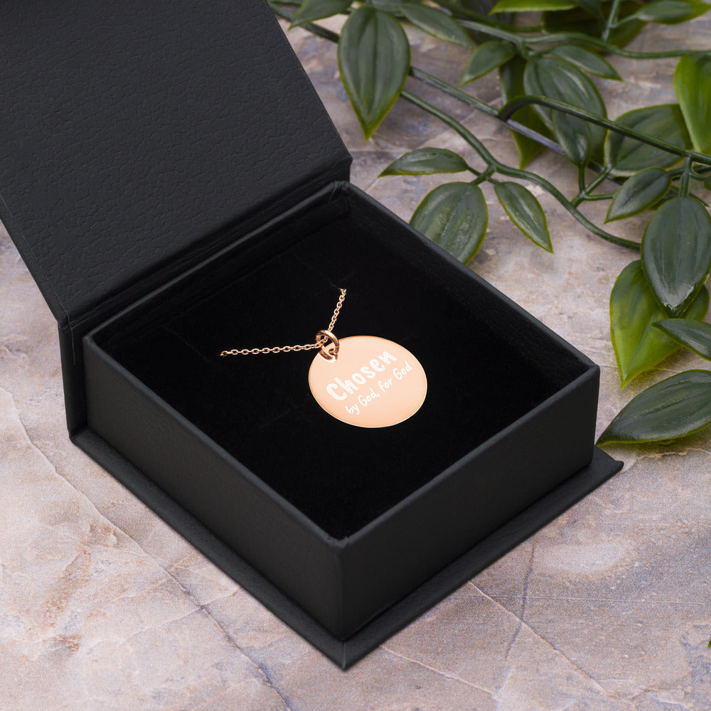 Engraved “Chosen by God, for God” Disc Necklace